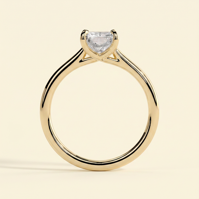 The Ersa - Radiant Lab Diamond Solitaire with Cathedral Setting and Open Trellis Gallery Ring