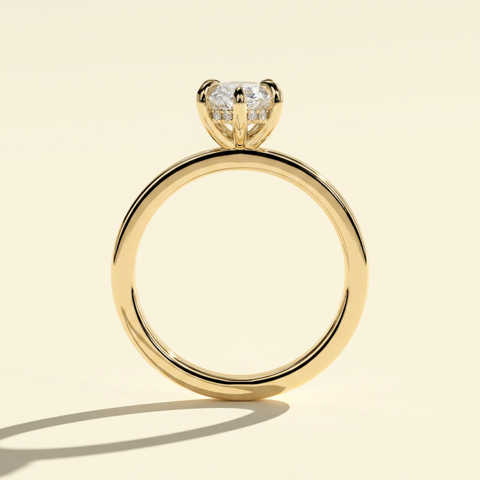 The Adamas - Marquise Lab Grown Diamond Ring with Cigar Band & Hidden Halo