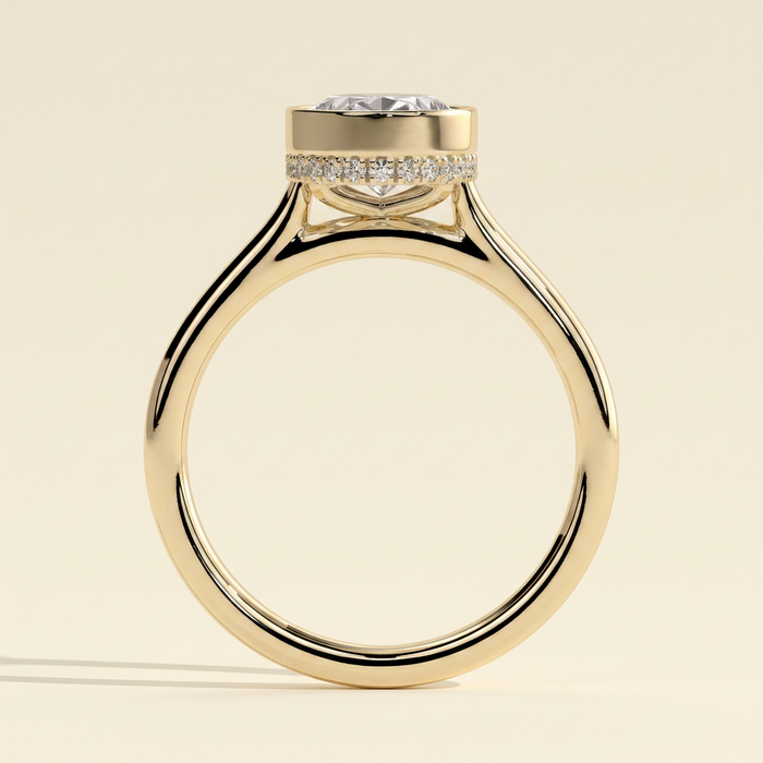 The Darina - Oval Cut Lab Grown Diamond Deep Bezel Solitaire with Hidden Halo Engagement Ring