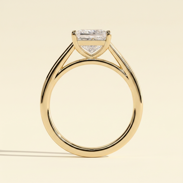 The Monelle - Princess Cut Lab Grown Diamond Four Claw Cathedral Solitaire Engagement Ring