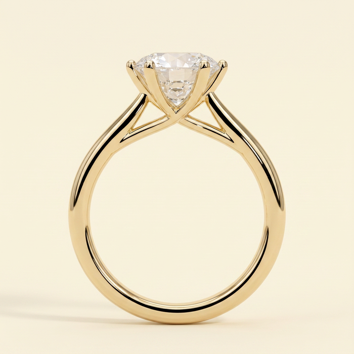 The Verina - Round Cut Lab Diamond Solitaire with Open Trellis Gallery and Cathedral Setting Ring