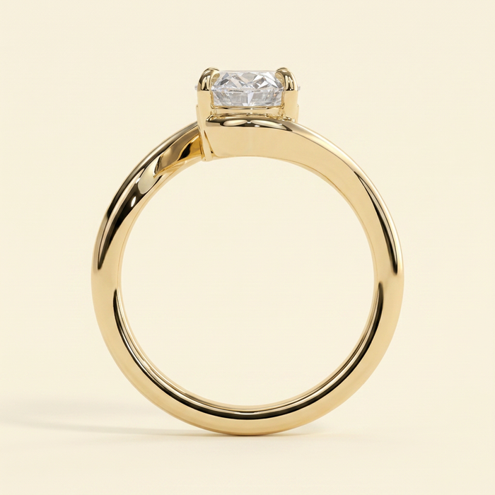 The Wren - Oval Cut Lab Grown Diamond Bypass Band Solitaire Engagement Ring