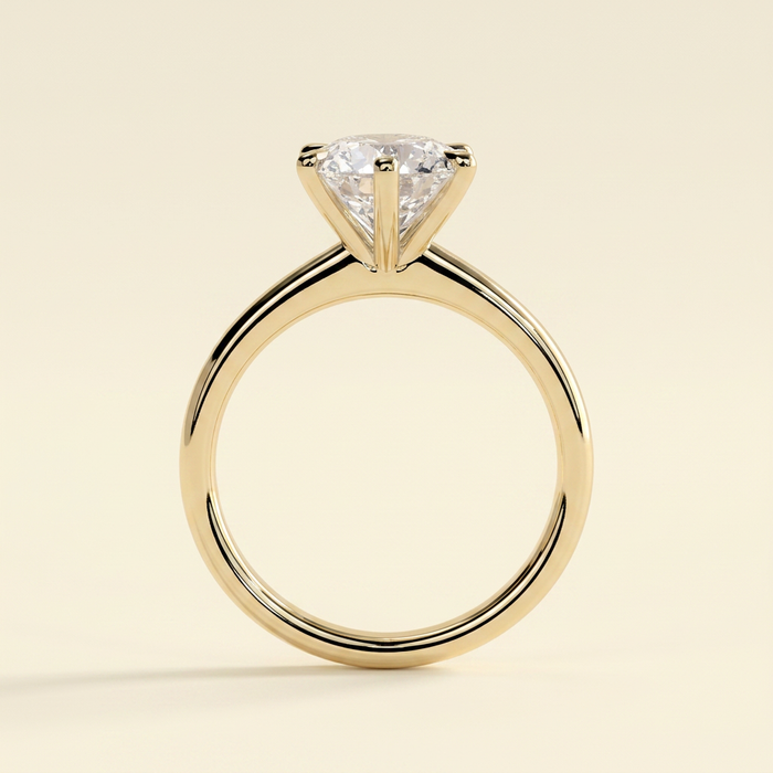 The Essa - Round Cut Lab Grown Diamond Solitaire with Solid Cathedral High Setting Ring