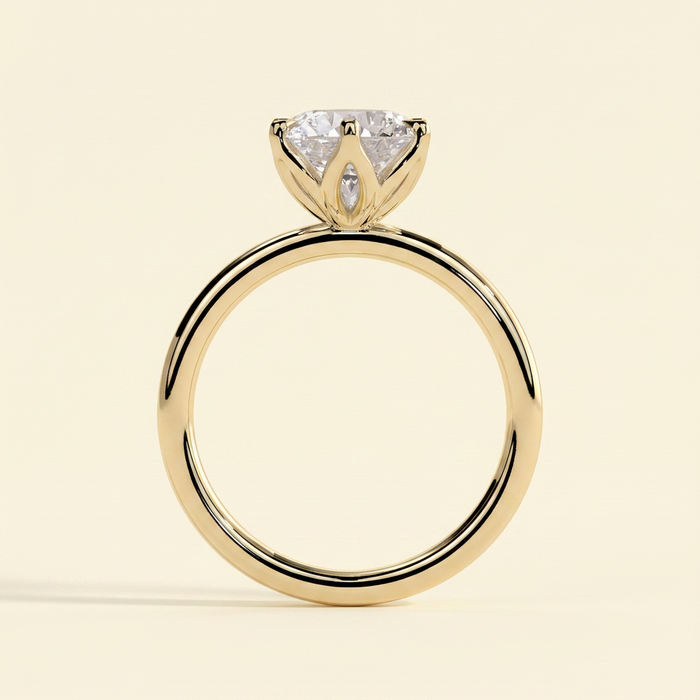 The Vestra - Round Cut Lab Grown Diamond Six Claw Petal Gallery Solitaire Engagement Ring