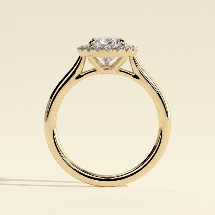 The Eleria - Pear Cut Lab Grown Diamond Five Claw Halo Engagement Ring with Cathedral High Setting