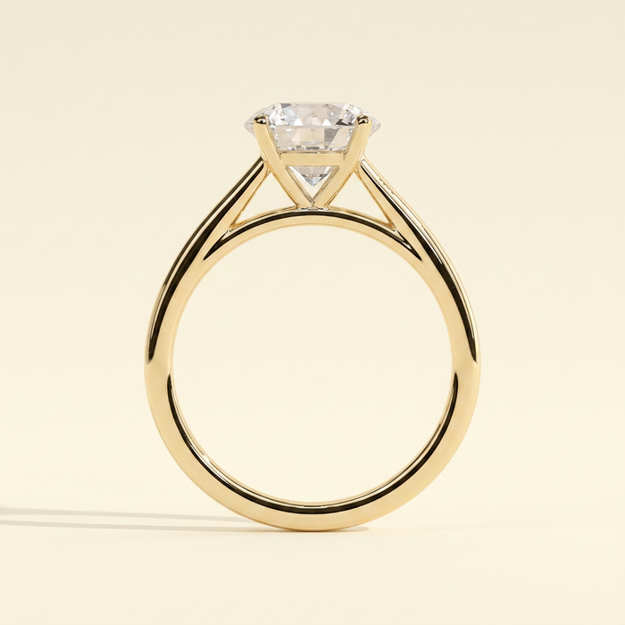 The Veya - Round Cut Lab Grown Diamond Four Claw Solitaire Ring with Elevated Cathedral Setting