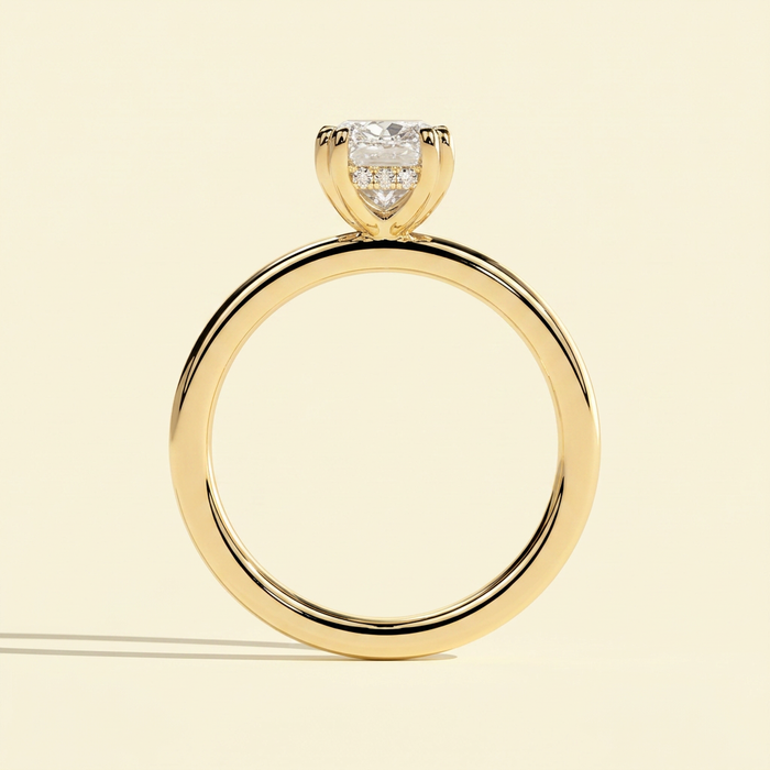 The Elara - Elongated Cushion Cut Lab Grown Diamond Ring with Hidden Halo