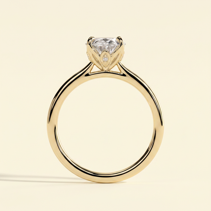The Blanca - Oval Cut Lab Grown Diamond Solitaire Engagement Ring with Petal Gallery
