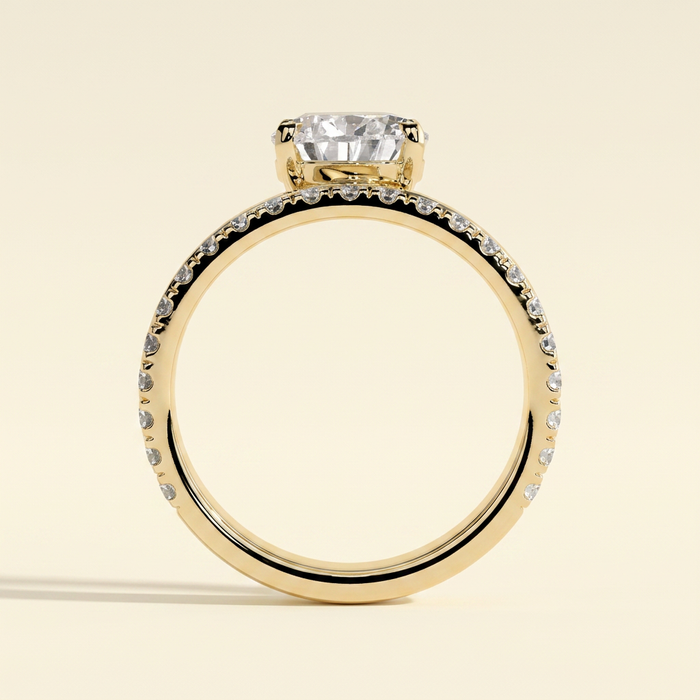 The Teila - Pear Cut Lab Grown Diamond Double Band Engagement Ring with Pave