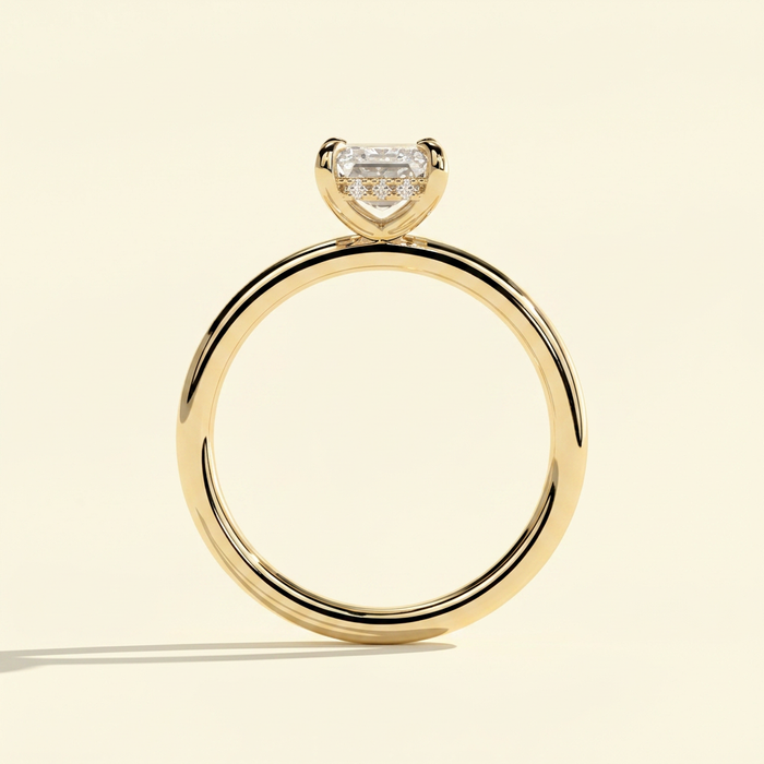 The Dea - Emerald Cut Lab Grown Diamond Solitaire with Hidden Halo Ring