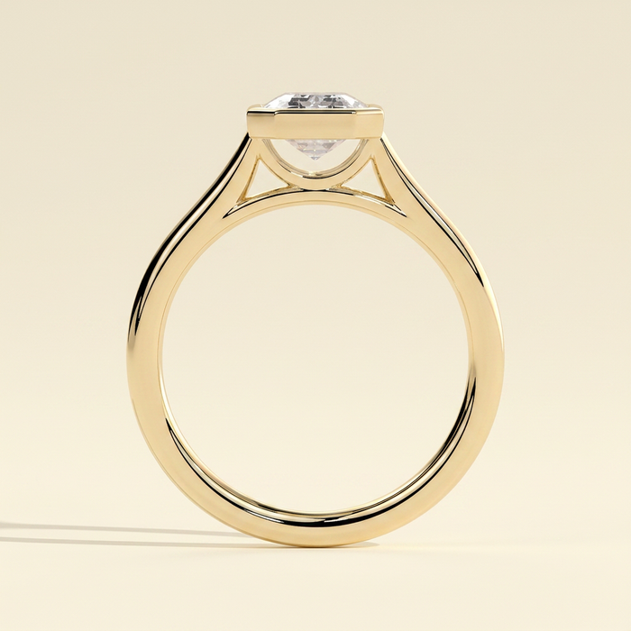 The Gala - Emerald Cut Lab Grown Diamond Bezel Set Solitaire Engagement Ring