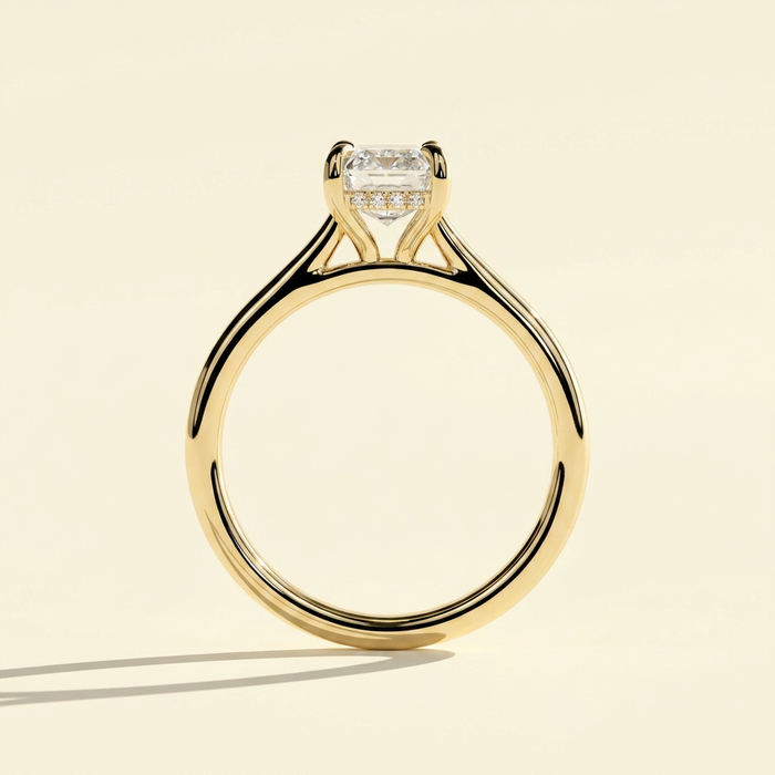 The Aurora - Emerald Cut Lab Grown Diamond Solitaire with Hidden Halo Ring