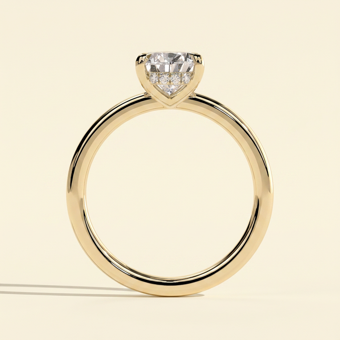 The Juna - Pear Cut Lab Grown Diamond Five Claw Low Set Solitaire with Hidden Halo Engagement Ring