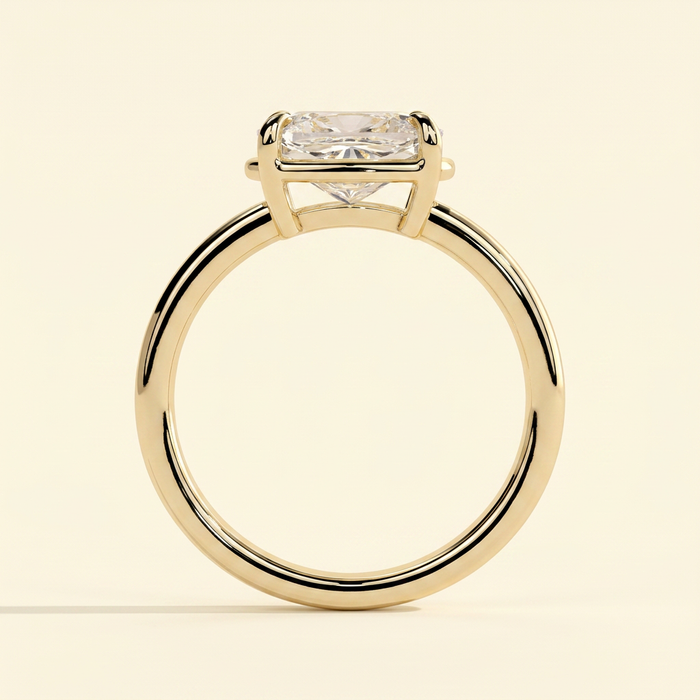 The Vera - East West Elongated Cushion Cut Lab Diamond Solitaire with Bezel Frame Ring