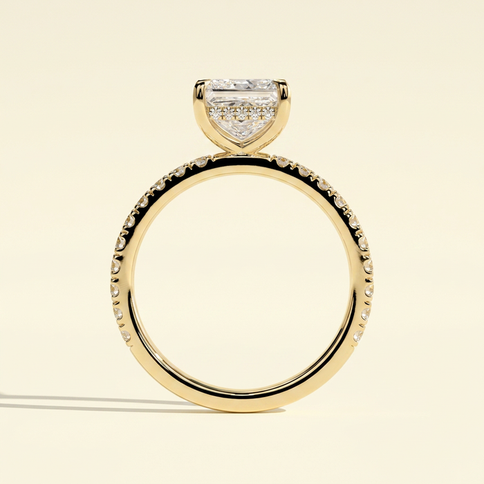 The Dova - Princess Lab Grown Diamond Solitaire with Hidden Halo & Pave