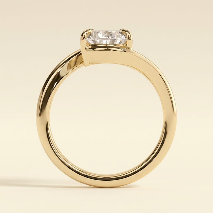 The Celesta - Pear Cut Lab Grown Diamond Five Claw Bypass Band Engagement Ring