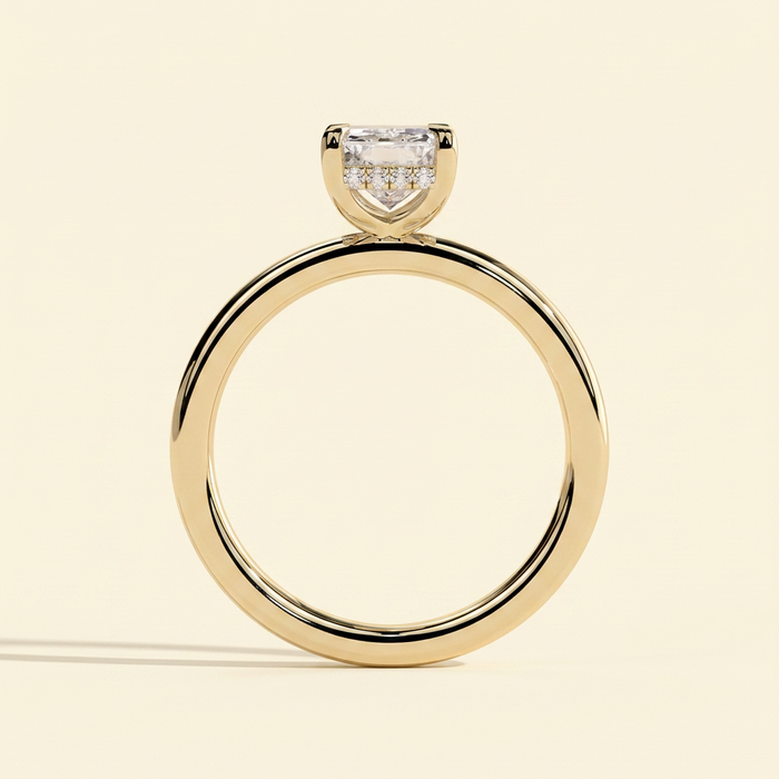 The Evara - Radiant Cut Lab Grown Diamond Solitaire with Hidden Halo Engagement Ring