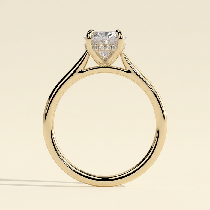 The Chiara - Oval Cut Lab Grown Diamond Hidden Halo Solitaire with Cathedral High Setting Engagement Ring