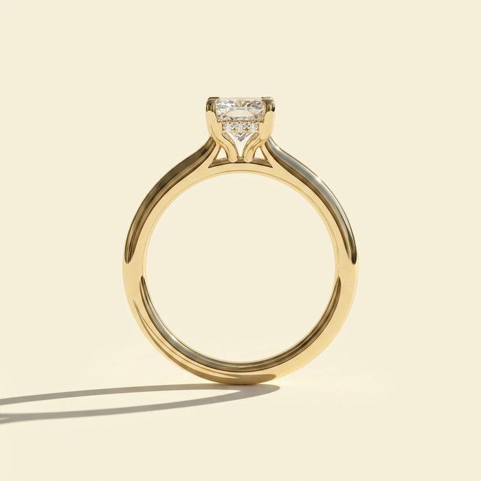 The Aurelia - Radiant Cut Lab Grown Diamond Engagement Ring with Hidden Halo