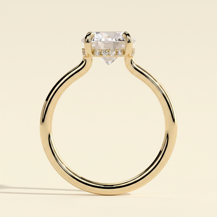 The Cielo - Round Cut Lab Grown Diamond Floating Cathedral Low Set Hidden Halo Engagement Ring