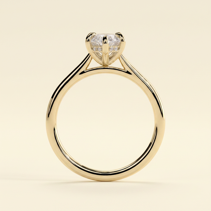 The Miraluz - Marquise Cut Lab Grown Diamond Six Claw Solitaire with Hidden Halo Engagement Ring