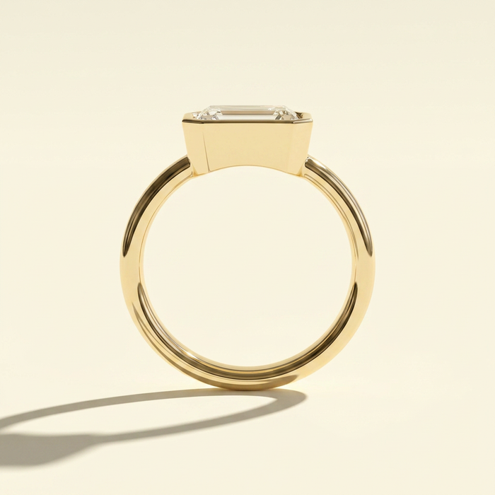 The Jules - East West Emerald Cut Lab Grown Diamond Bezel Engagement Ring
