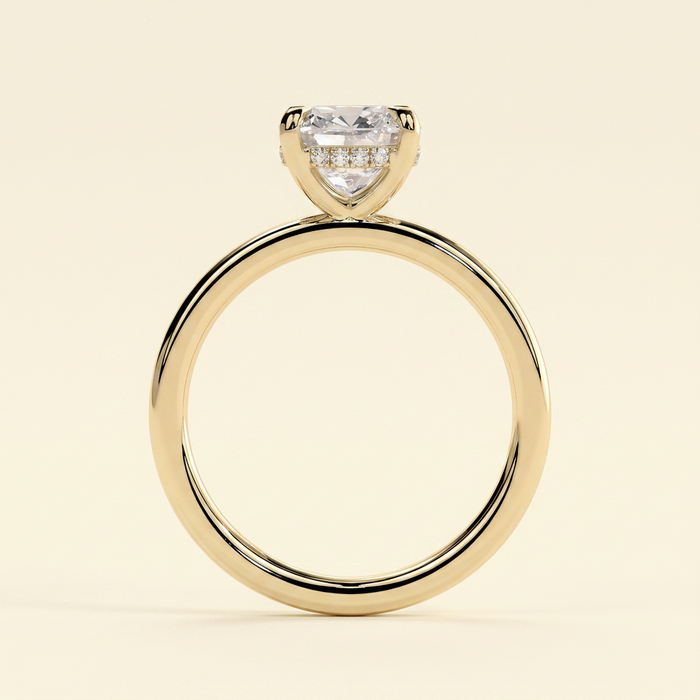 The Corina - Cushion Cut Lab Grown Diamond Hidden Halo Solitaire Engagement Ring