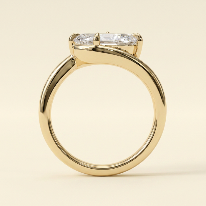 The Clara - Pear Cut Lab Grown Diamond East West Bypass Band Engagement Ring