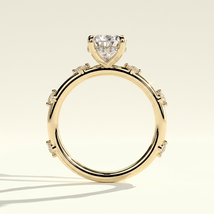 The Nixie - Pear Cut Lab Grown Diamond Ring with Hidden Halo and Accents