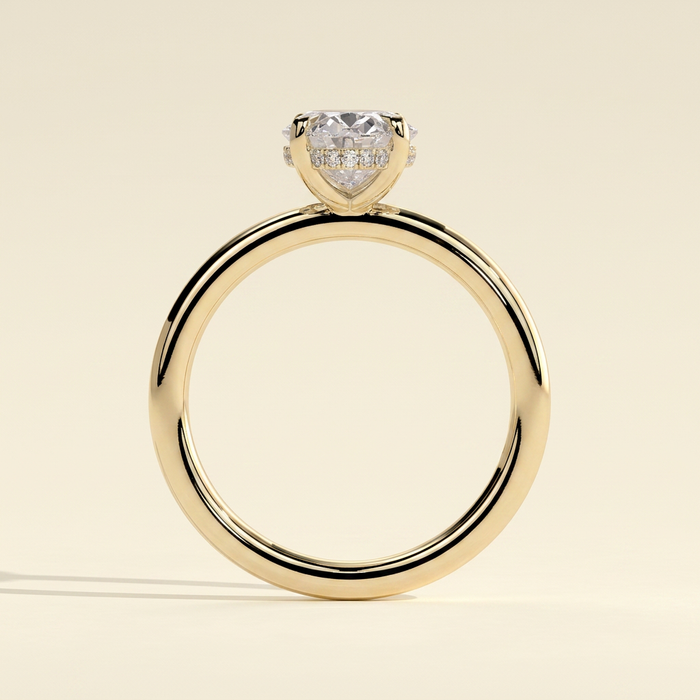 The Vela - Four Claw Oval Cut Lab Grown Diamond Hidden Halo Engagement Ring