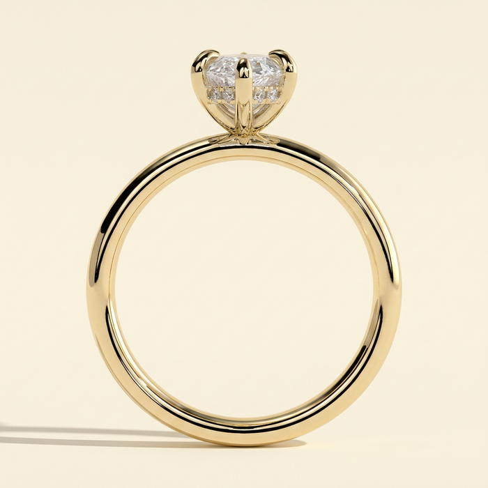 The Liana - Marquise Cut Lab Grown Diamond Hidden Halo Engagement Ring with Cigar Band