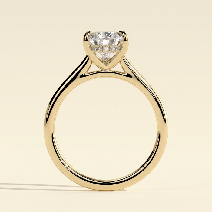 The Honora - Pear Cut Lab Grown Diamond Three Claw Cathedral Solitaire with Hidden Halo Engagement Ring