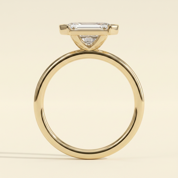 The Fina - Oval Cut Lab Grown Diamond East West Bezel Set Solitaire Engagement Ring