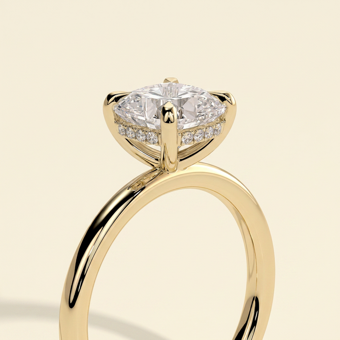 The Corina - Cushion Cut Lab Grown Diamond Hidden Halo Solitaire Engagement Ring