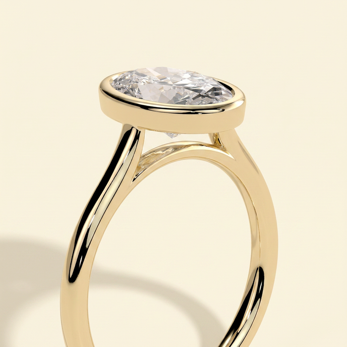 The Catena - Oval Cut Lab Grown Diamond Open Cathedral Bezel Set Solitaire Engagement Ring