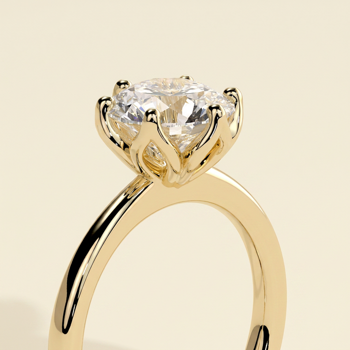 The Cerelia - Round Cut Lab Grown Diamond Tulip Set Solitaire with Petal Gallery Engagement Ring