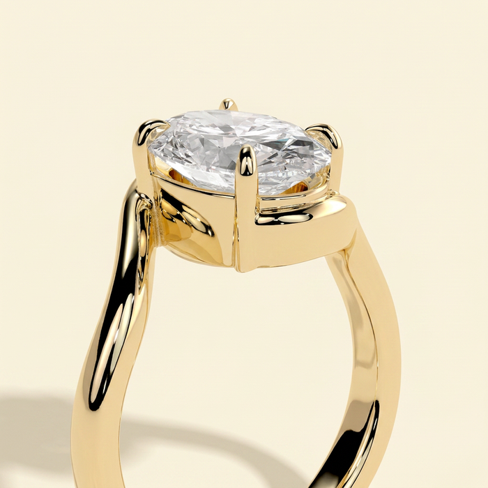 The Wren - Oval Cut Lab Grown Diamond Bypass Band Solitaire Engagement Ring