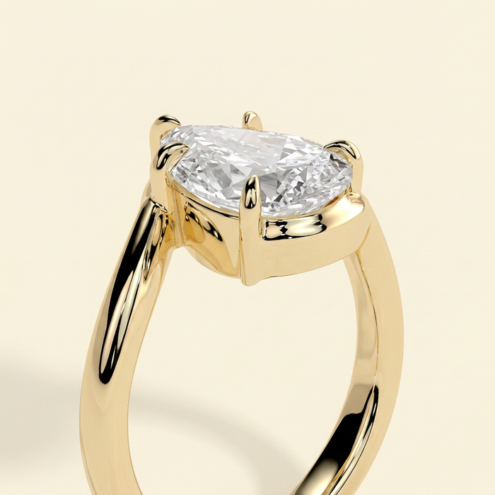 The Celesta - Pear Cut Lab Grown Diamond Five Claw Bypass Band Engagement Ring