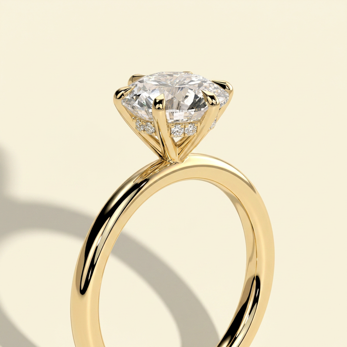 The Auriel - Round Lab Grown Diamond Solitaire with Six Claws & Hidden Halo