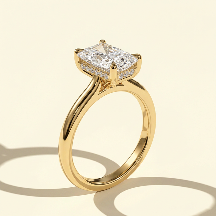 The Aurelia - Radiant Cut Lab Grown Diamond Engagement Ring with Hidden Halo