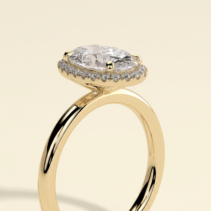 The Sonelle - Oval Cut Lab Grown Diamond Four Claw Halo Engagement Ring