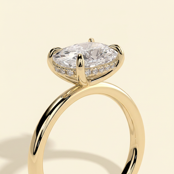The Riva - Elongated Cushion Cut Lab Grown Diamond East West Hidden Halo Engagement Ring
