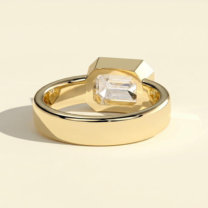 The Jules - East West Emerald Cut Lab Grown Diamond Bezel Engagement Ring