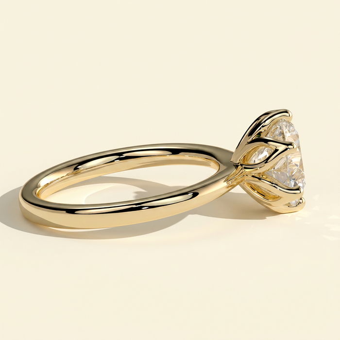 The Cerelia - Round Cut Lab Grown Diamond Tulip Set Solitaire with Petal Gallery Engagement Ring