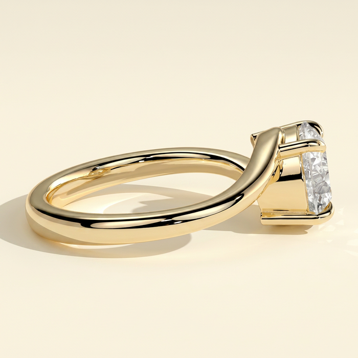 The Merope - Round Cut Lab Grown Diamond Bypass Band Solitaire Engagement Ring