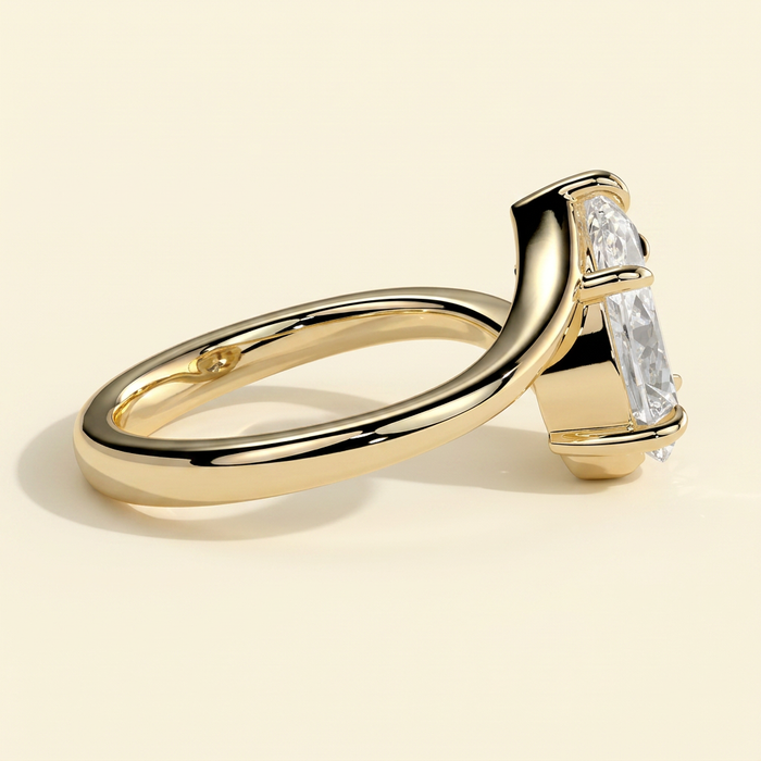 The Celesta - Pear Cut Lab Grown Diamond Five Claw Bypass Band Engagement Ring