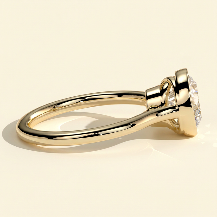 The Ysela - Round Cut Lab Grown Diamond Bezel Set Solitaire with Twisted Gallery Engagement Ring