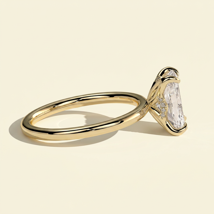 The Nyla - Radiant Lab Grown Diamond Ring with Petal Gallery Hidden Halo