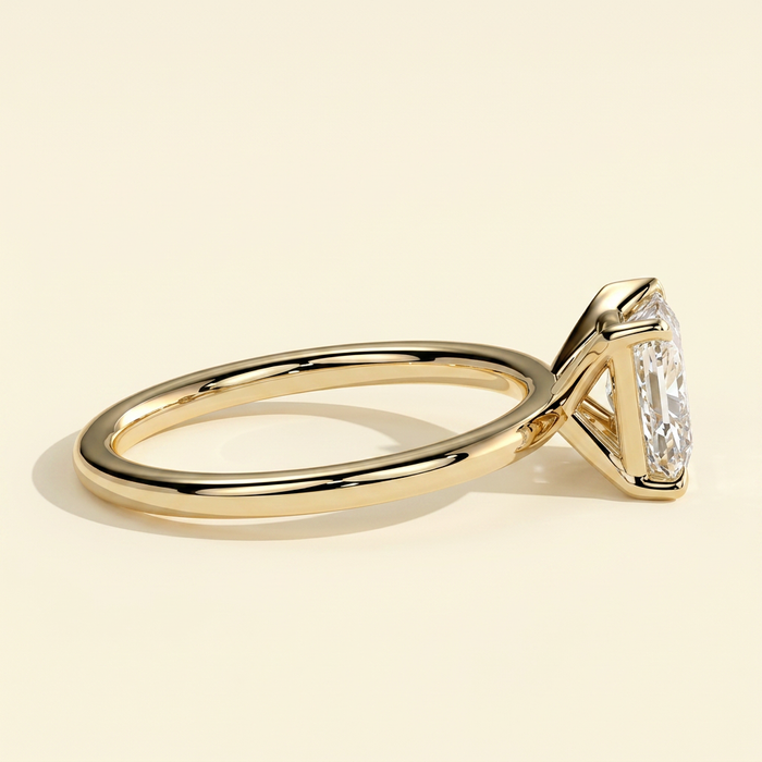 The Mara - Emerald Cut Lab Grown Diamond East West Half Bezel Solitaire Engagement Ring