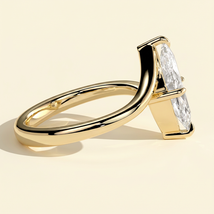 The Vesper - Marquise Cut Lab Grown Diamond Claw Solitaire with Open Bypass Band Engagement Ring